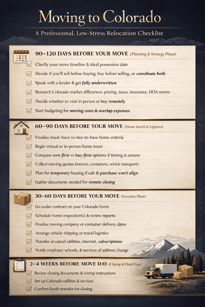 A real estate check list for people moving to colorado