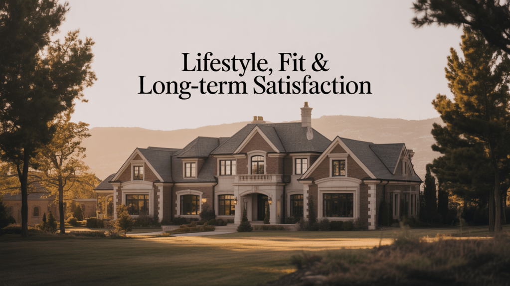 Classic luxury home set in a landscaped estate, representing lifestyle alignment and long-term satisfaction for homeowners.