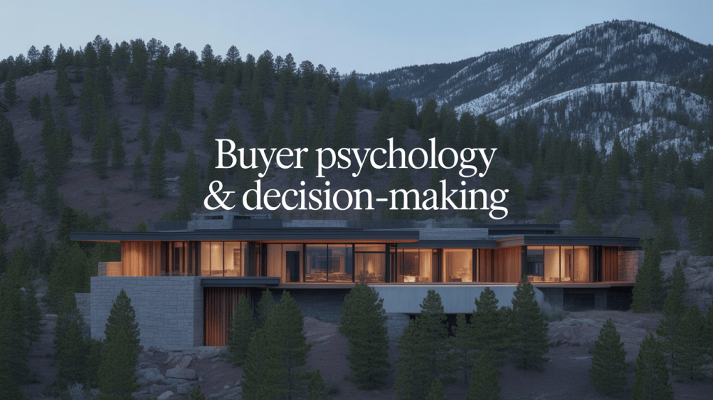 Contemporary mountain home integrated into a natural landscape, symbolizing buyer psychology and decision-making in real estate.