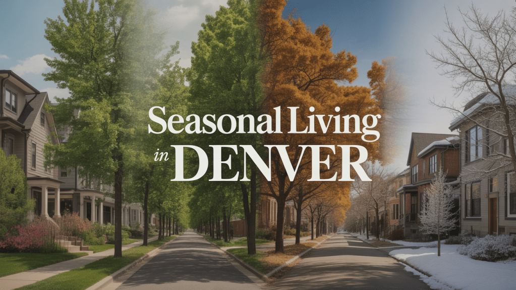 Tree-lined Denver neighborhood shown across different seasons, illustrating year-round residential living conditions.