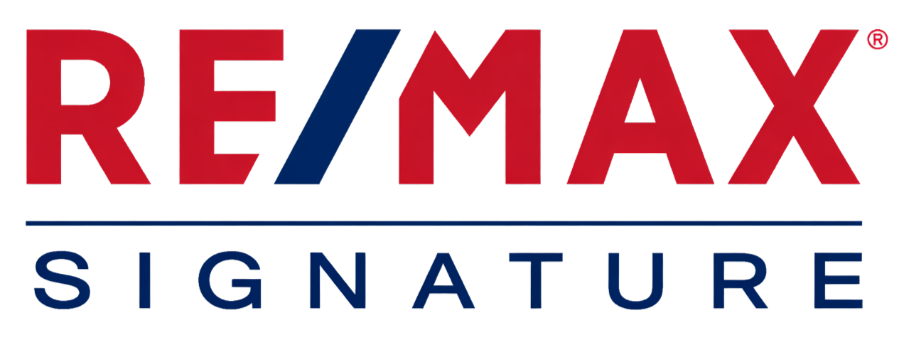 RE/MAX Signature logo featuring the brand name in red and blue colors.