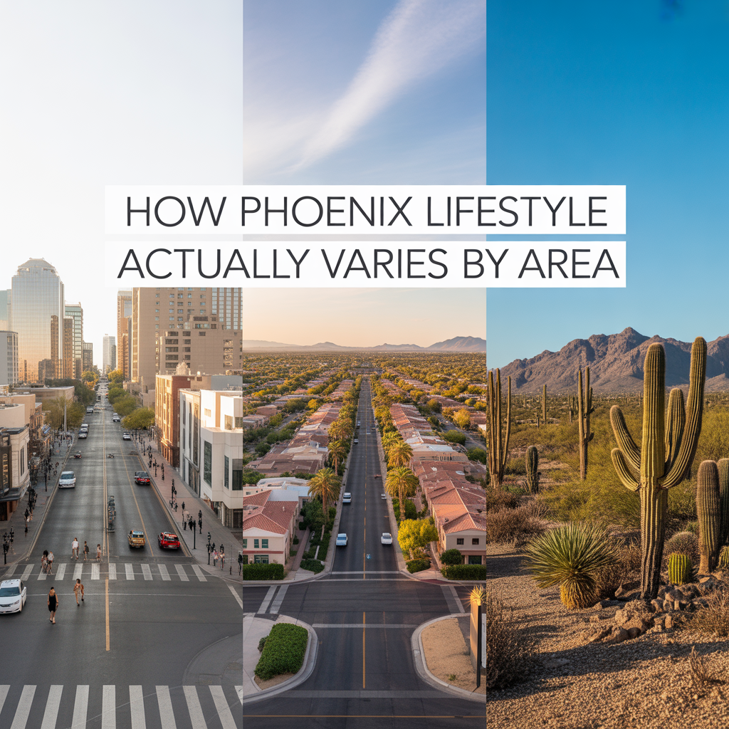 A panoramic view showing Tempe lifestyle variation from ASU and Tempe Town Lake to South Tempe neighborhoods and freeway corridors.
