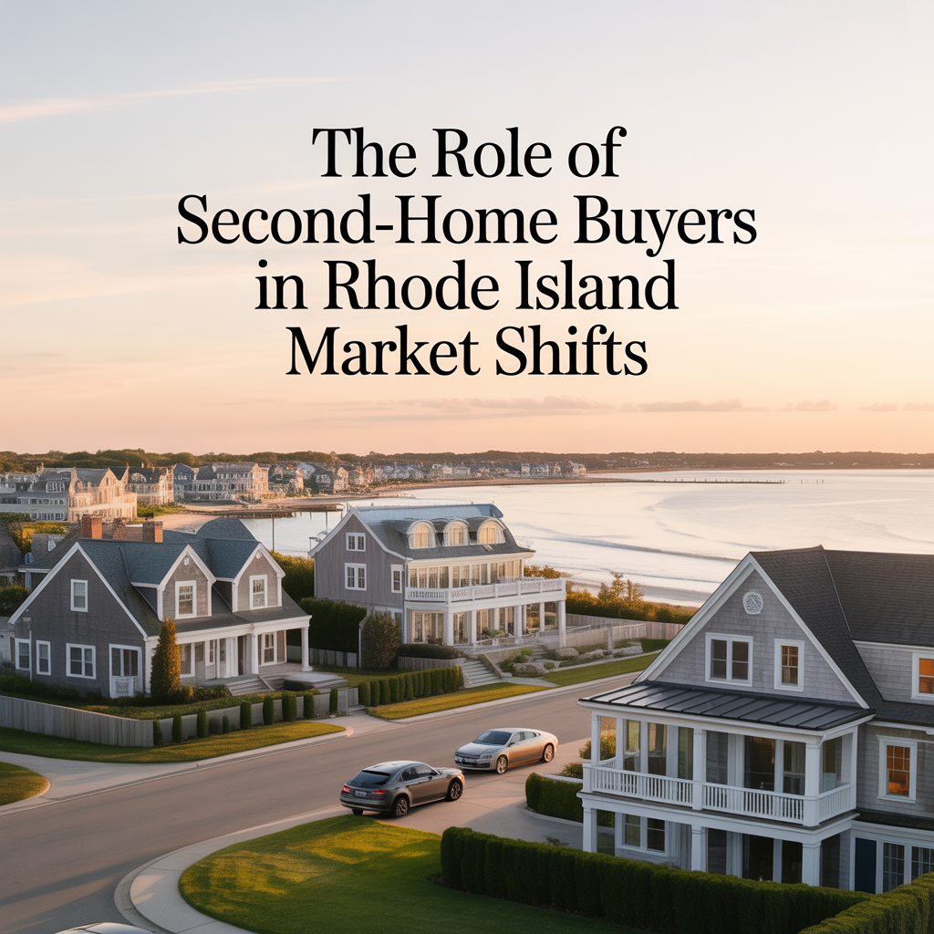 Visual of upscale Rhode Island coastal homes with signs of seasonal or second-home use, illustrating how second-home buyers are influencing housing demand and market trends.