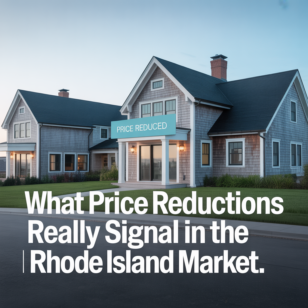 Visual of a Rhode Island home with a recent price reduction, illustrating that price drops can signal market recalibration, buyer resistance, or strategic repositioning rather than distress.
