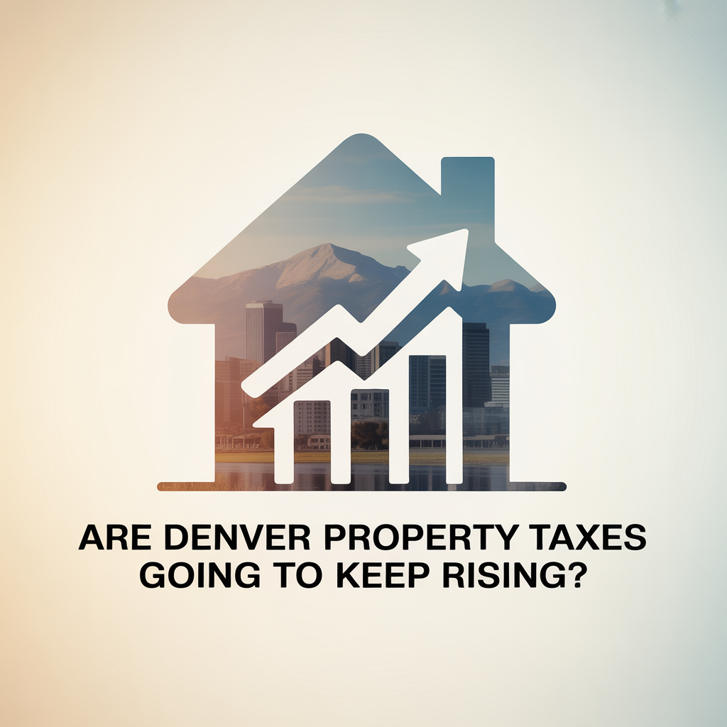 **ALT TEXT** A modern infographic-style image of a Denver home combined with an upward trending chart, representing rising property taxes and long-term cost concerns for homeowners.