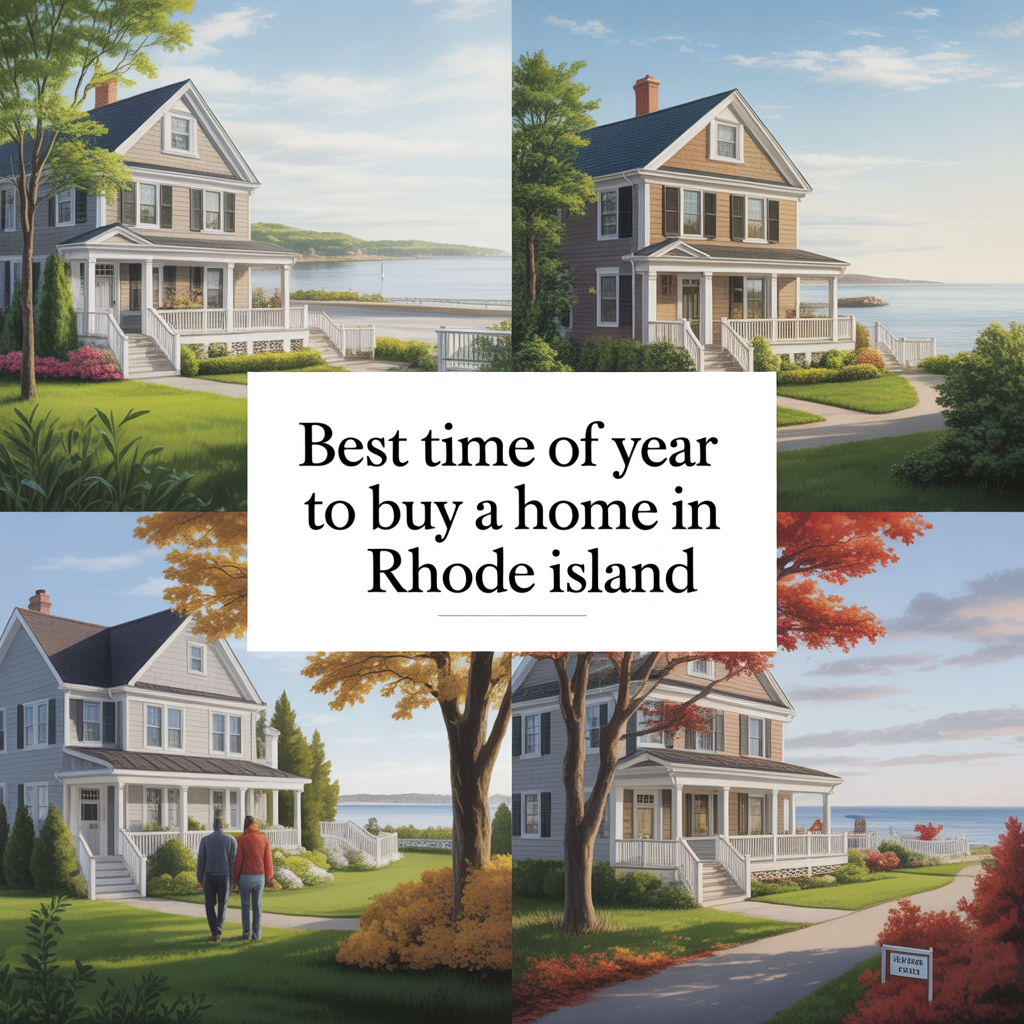 Rhode Island coastal home shown across different seasons to represent the best time of year to buy a home